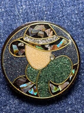 Vintage Lee Sands Lady in Abalone Crushed Stone Brooch